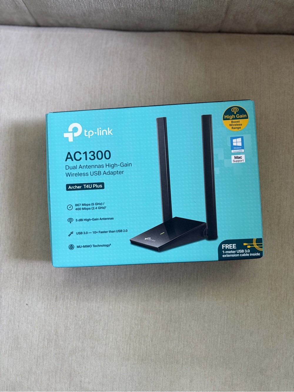 TP-Link AC1300 Dual Antenna Wireless USB Adapter - Teal and Black